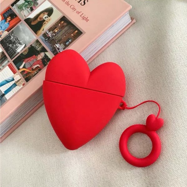 Wholesale Cute Design Cartoon Silicone Cover Skin for Airpod (1 / 2) Charging Case (Red Heart)